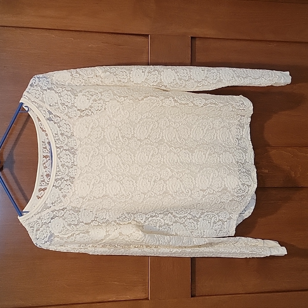 Girl's lace ivory long sleeve with cami